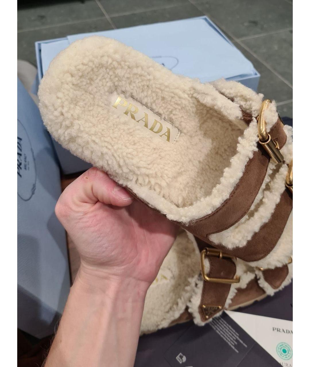 PRADA Коричневые кожаные сандалии, фото 6