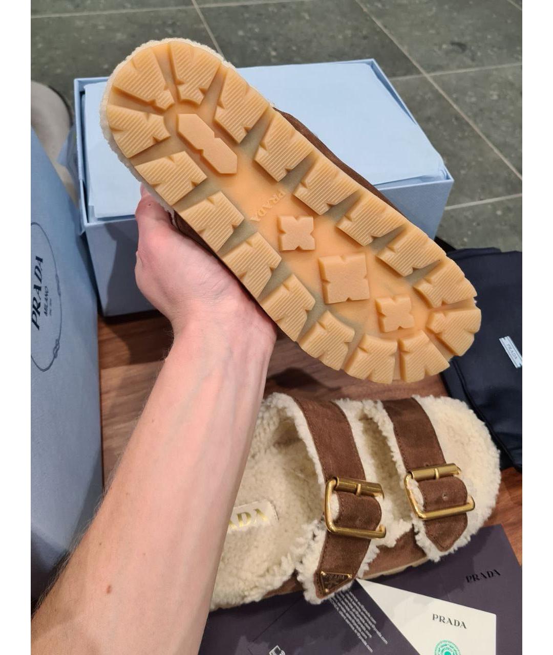 PRADA Коричневые кожаные сандалии, фото 7