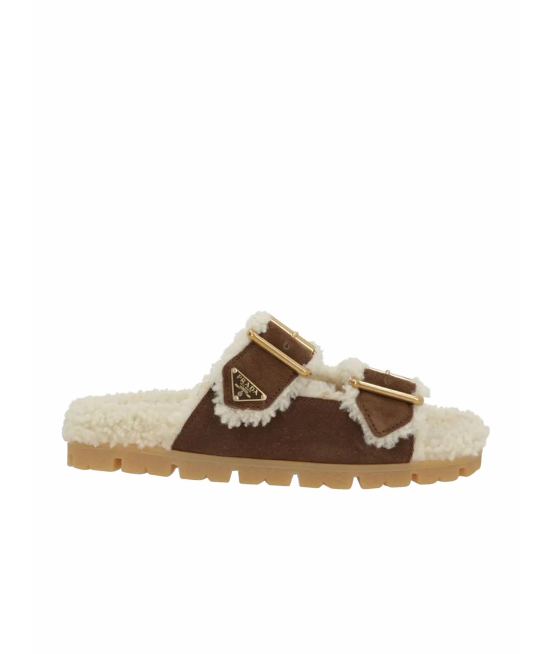 PRADA Коричневые кожаные сандалии, фото 1