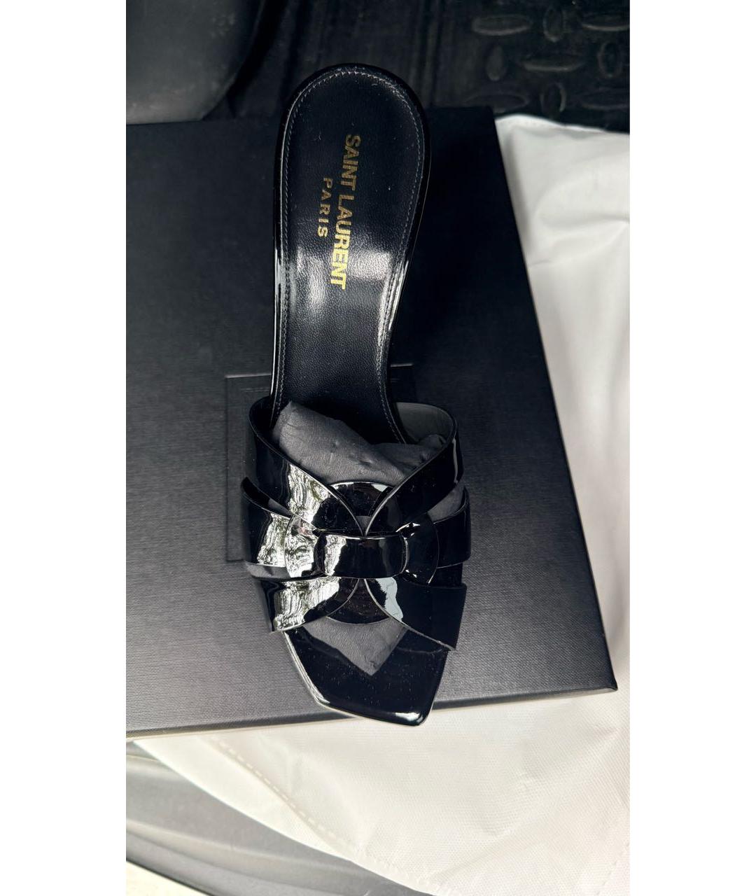 SAINT LAURENT Черные мюли из лакированной кожи, фото 3
