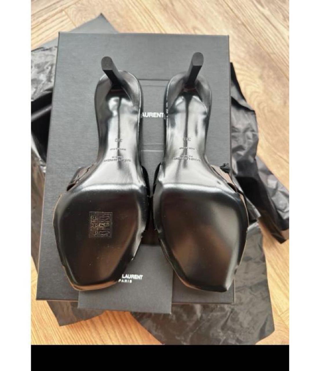 SAINT LAURENT Черные мюли из лакированной кожи, фото 4