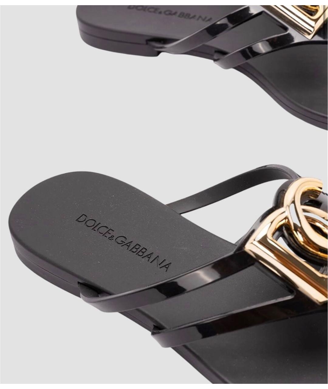 DOLCE&GABBANA Черные шлепанцы, фото 4