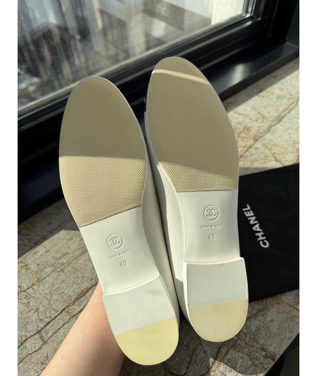 CHANEL Белые кожаные балетки, фото 5