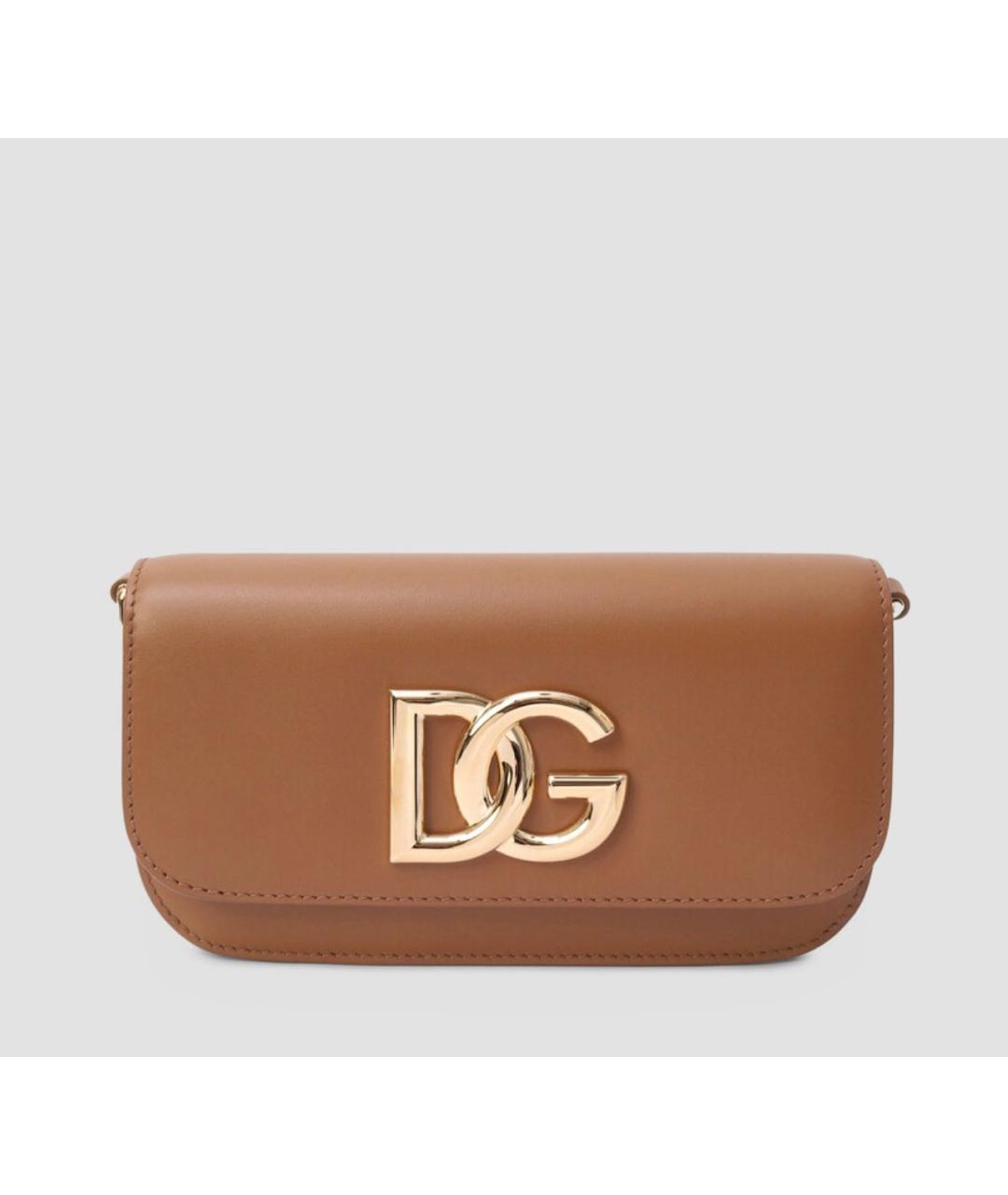 DOLCE&GABBANA Коричневая кожаная сумка через плечо, фото 6