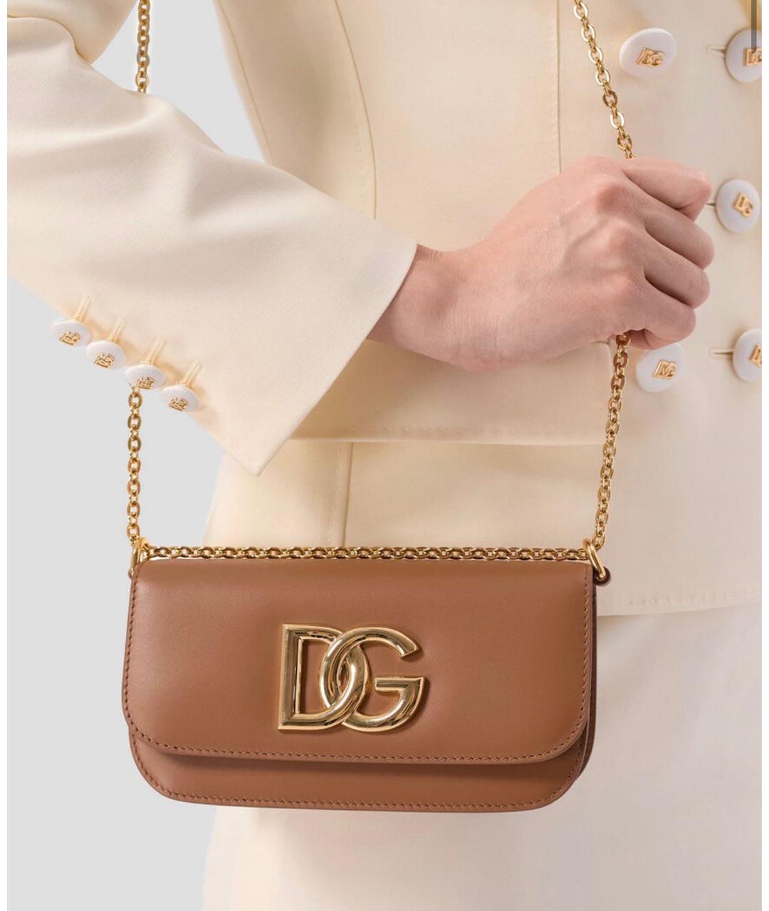 DOLCE&GABBANA Коричневая кожаная сумка через плечо, фото 5