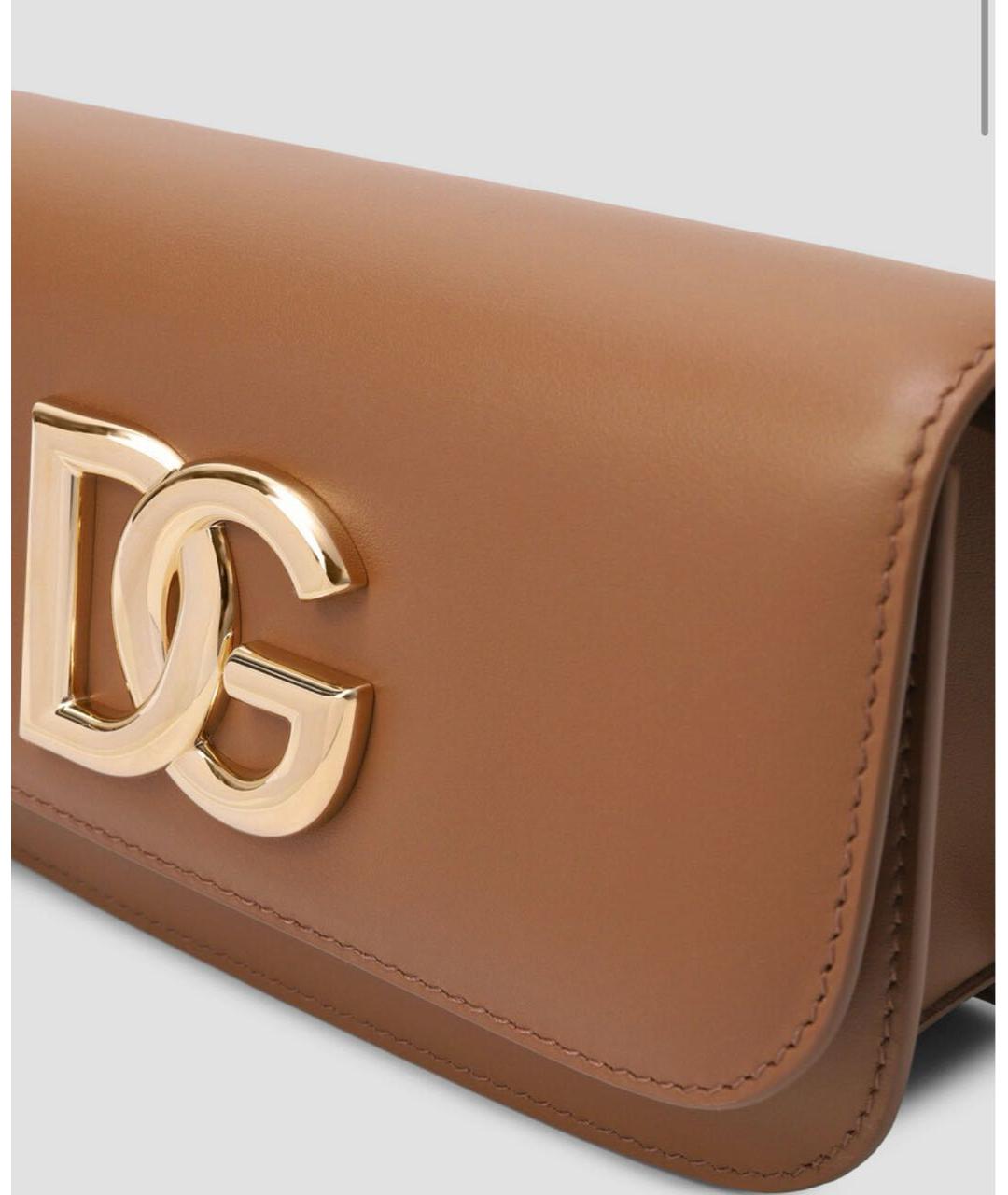 DOLCE&GABBANA Коричневая кожаная сумка через плечо, фото 3