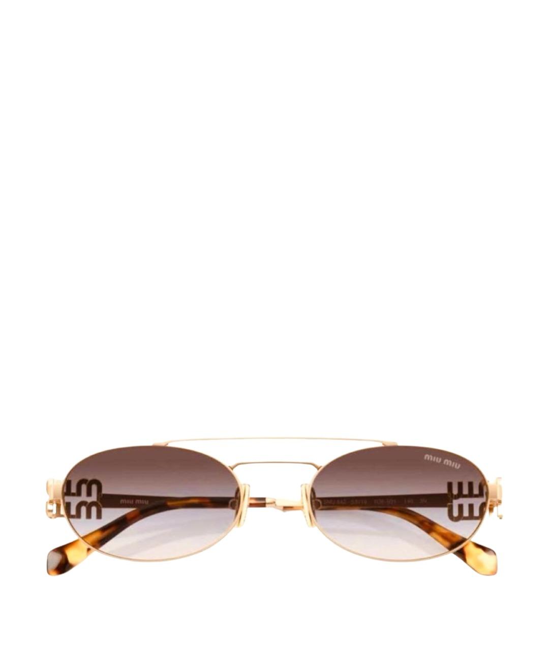 MIU MIU Золотые металлические солнцезащитные очки, фото 1