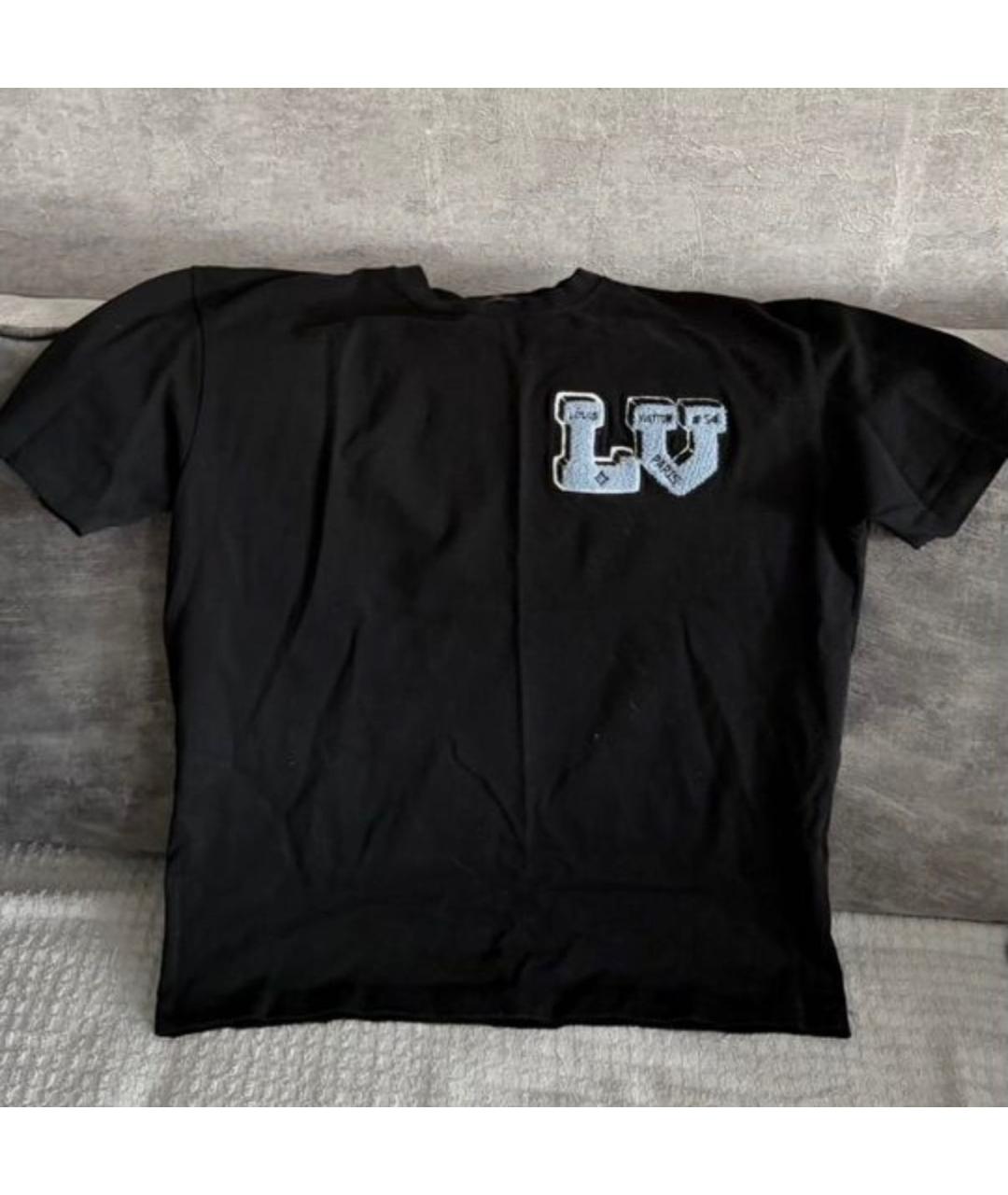 LOUIS VUITTON Черная хлопковая футболка, фото 5