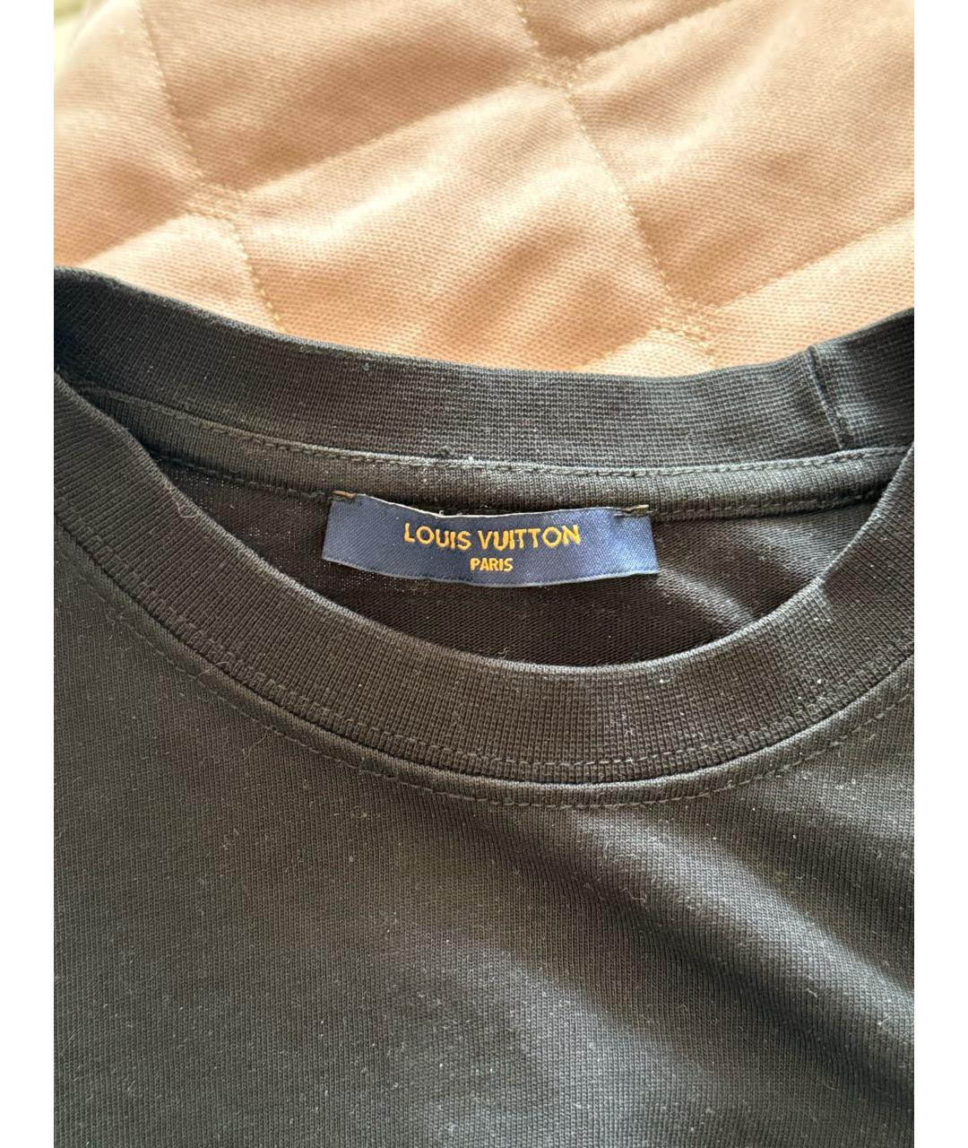 LOUIS VUITTON Черная хлопковая футболка, фото 3
