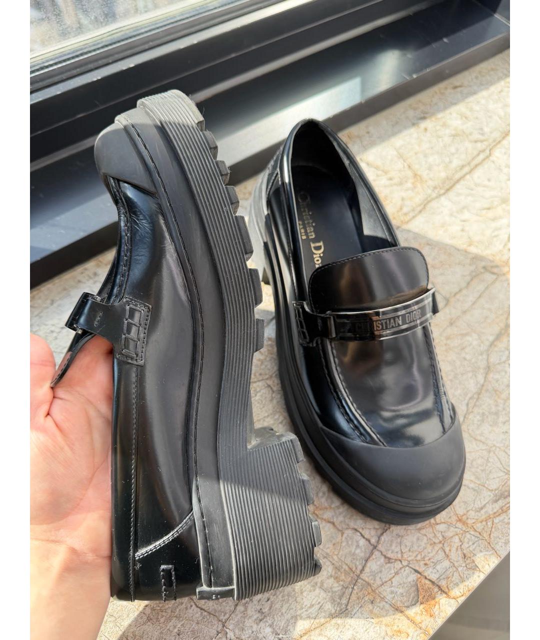 CHRISTIAN DIOR Черные кожаные лоферы, фото 6