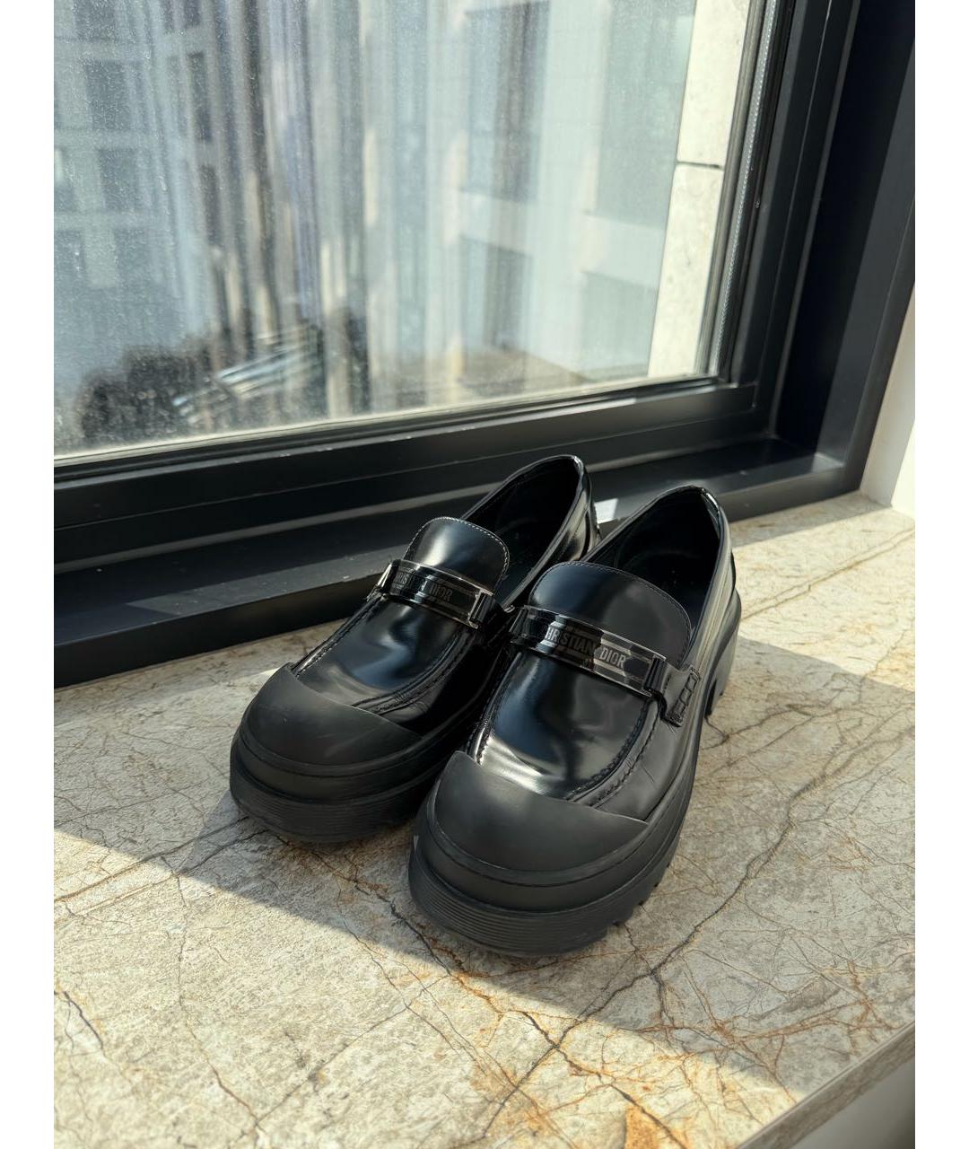 CHRISTIAN DIOR Черные кожаные лоферы, фото 3