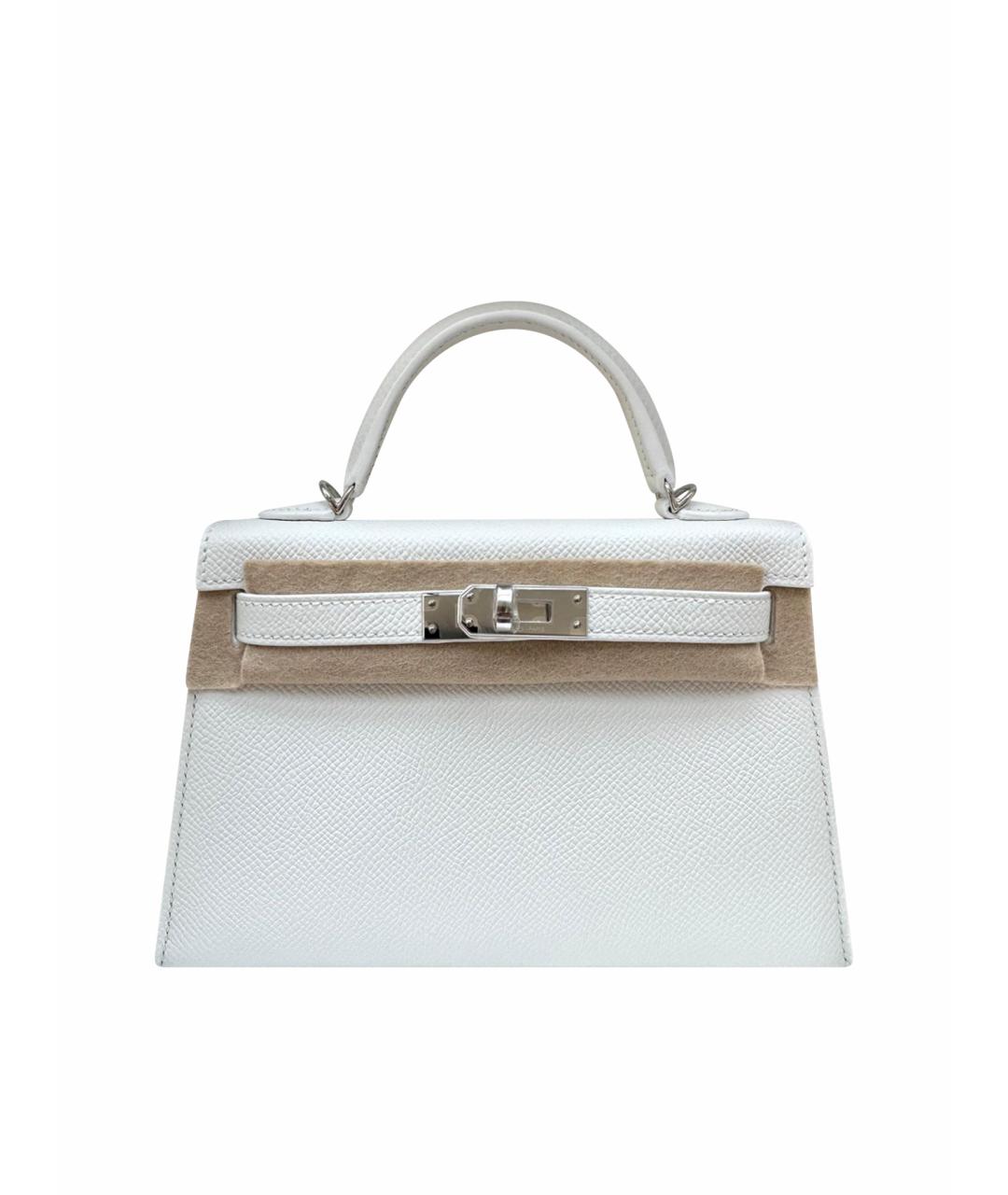 HERMES Белая кожаная сумка с короткими ручками, фото 1