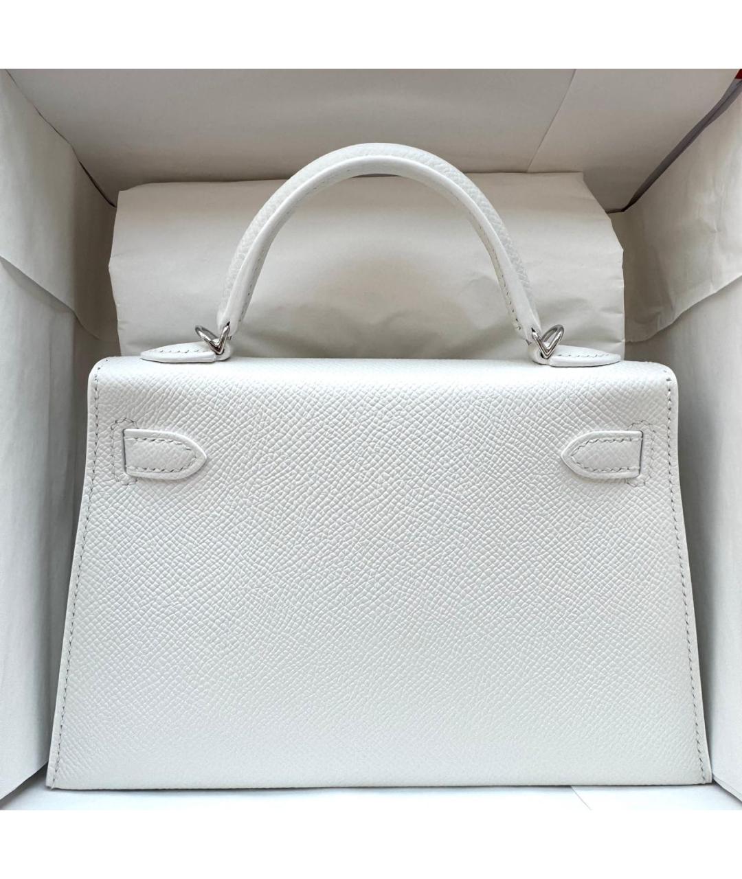HERMES Белая кожаная сумка с короткими ручками, фото 3