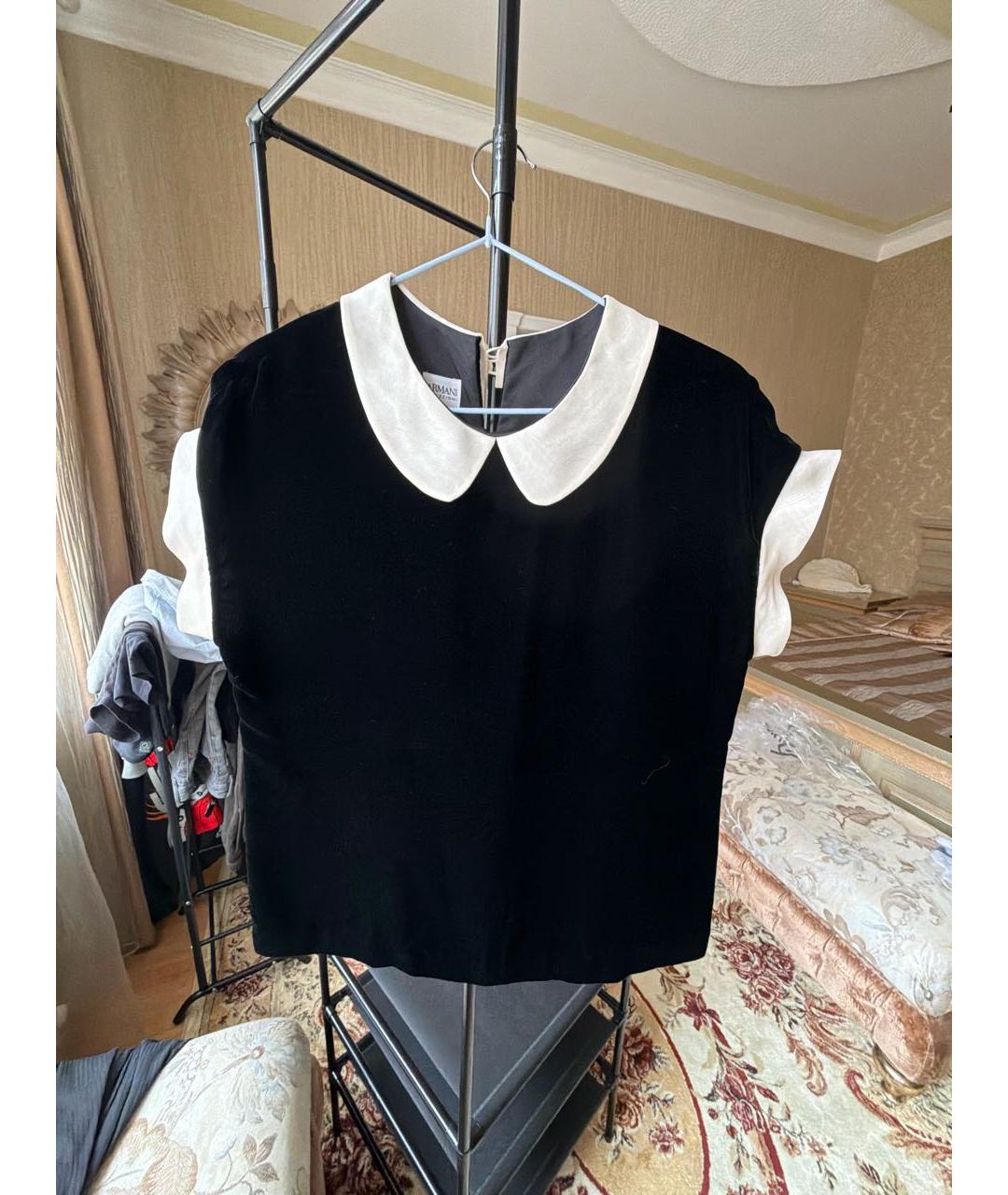 ARMANI COLLEZIONI Черная бархатная блузы, фото 3