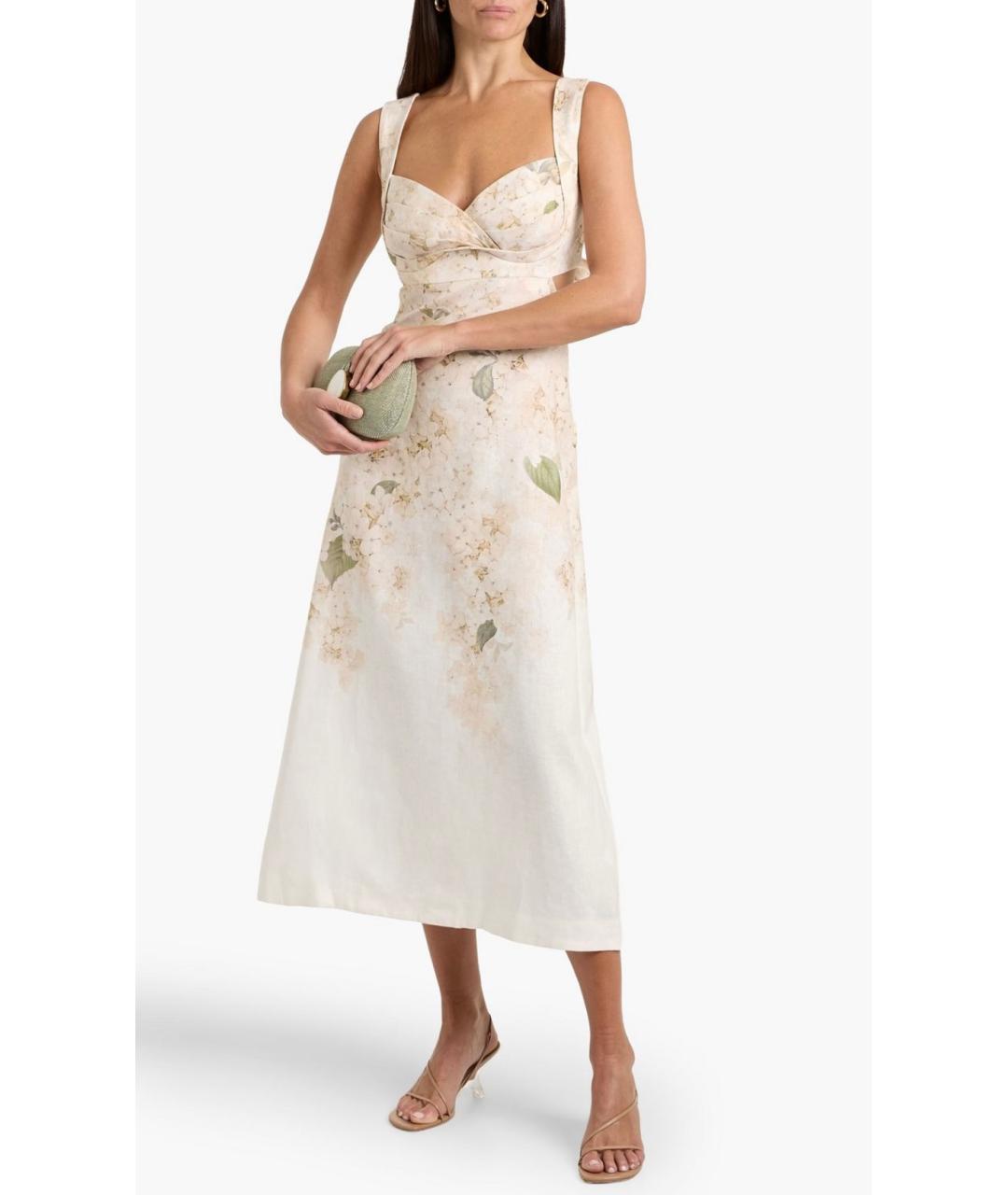 ZIMMERMANN Бежевое льняное коктейльное платье, фото 2