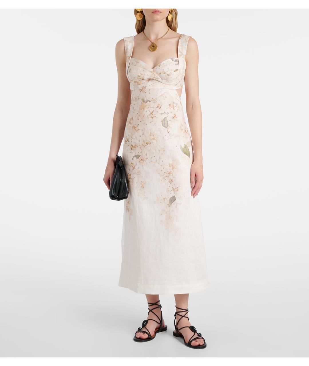 ZIMMERMANN Бежевое льняное коктейльное платье, фото 4