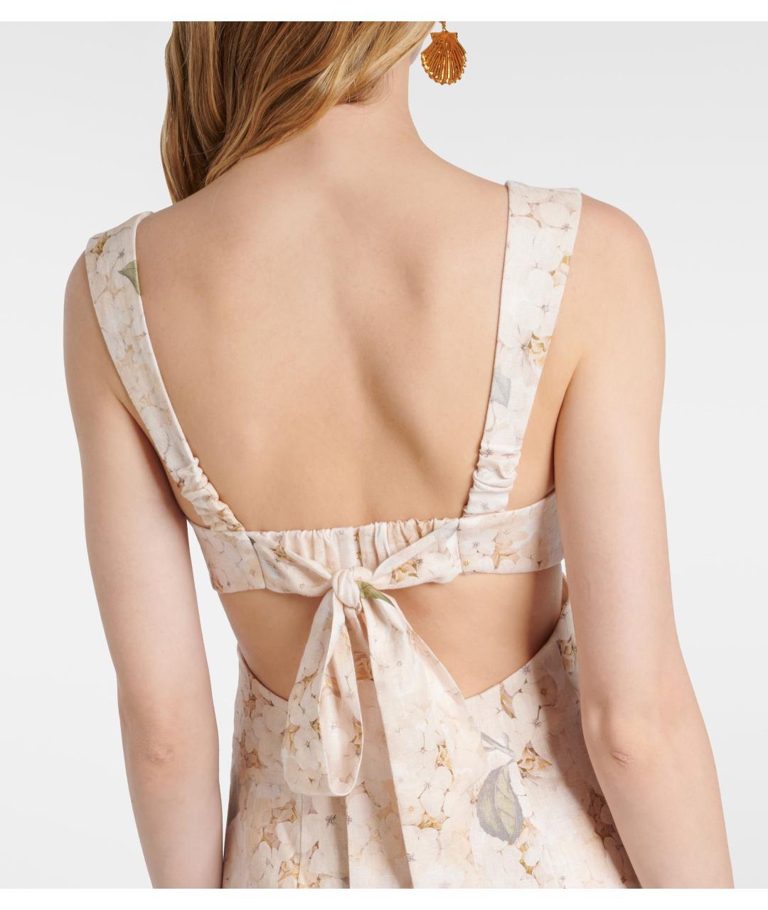 ZIMMERMANN Бежевое льняное коктейльное платье, фото 7