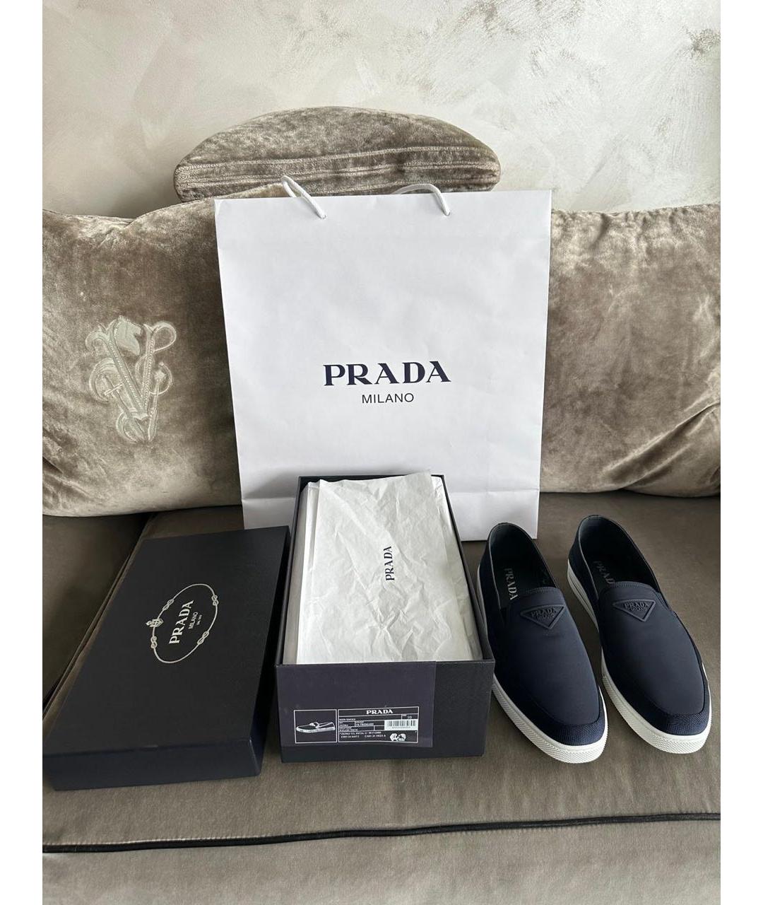 PRADA Темно-синие низкие кроссовки / кеды, фото 7