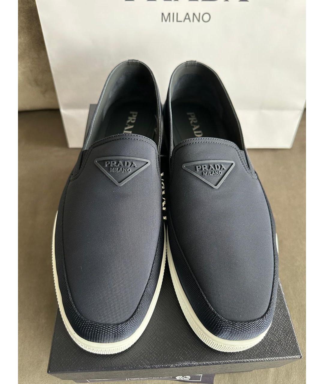 PRADA Темно-синие низкие кроссовки / кеды, фото 4