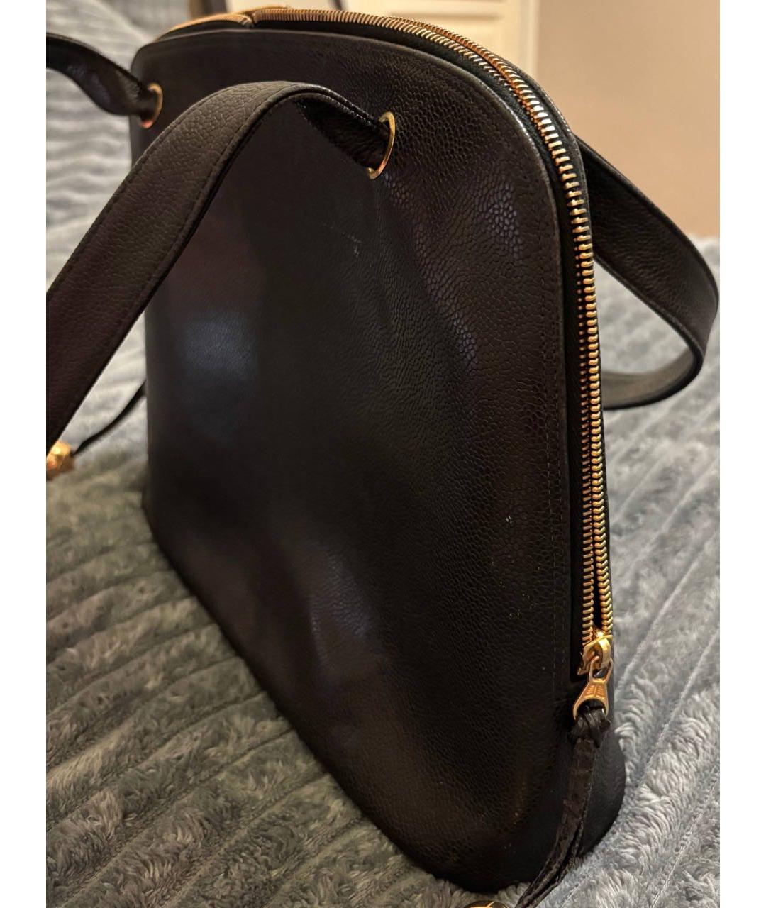 CHANEL Черная кожаная сумка тоут, фото 4