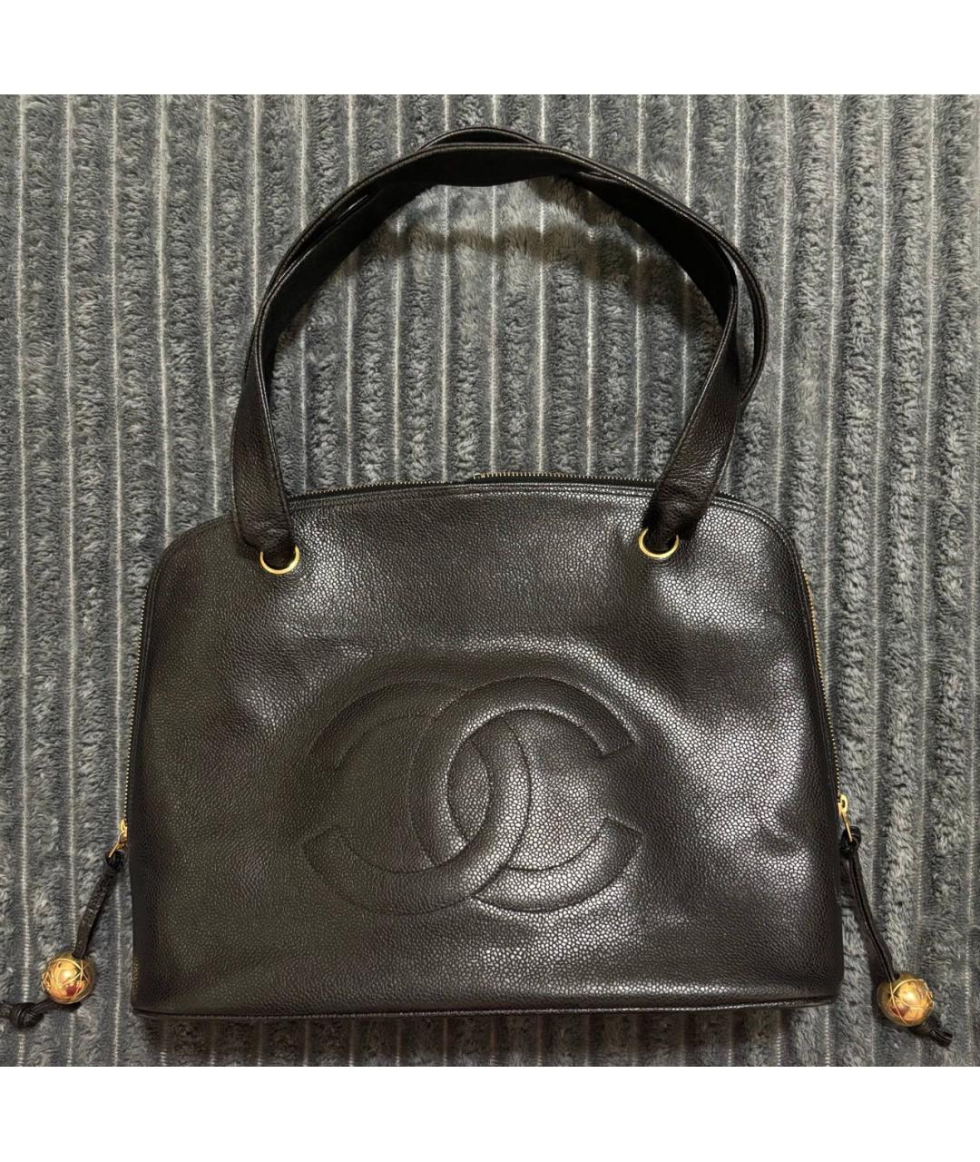 CHANEL Черная кожаная сумка тоут, фото 2