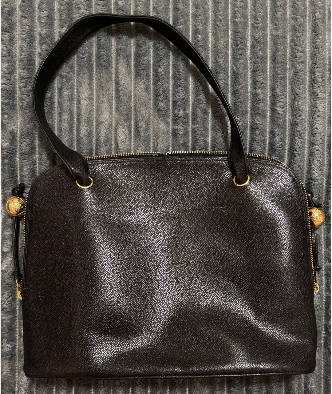 CHANEL Черная кожаная сумка тоут, фото 6