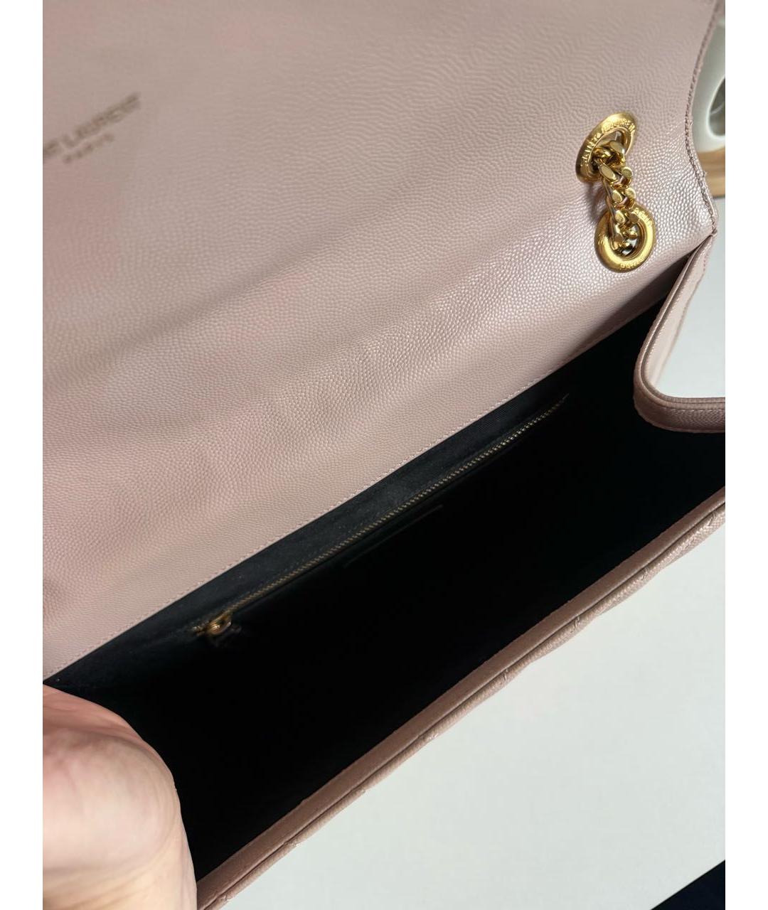 SAINT LAURENT Бежевая кожаная сумка через плечо, фото 6