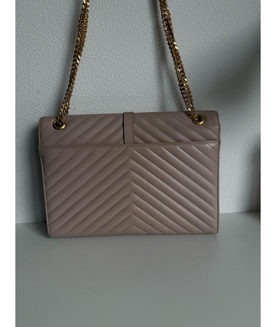 SAINT LAURENT Бежевая кожаная сумка через плечо, фото 3