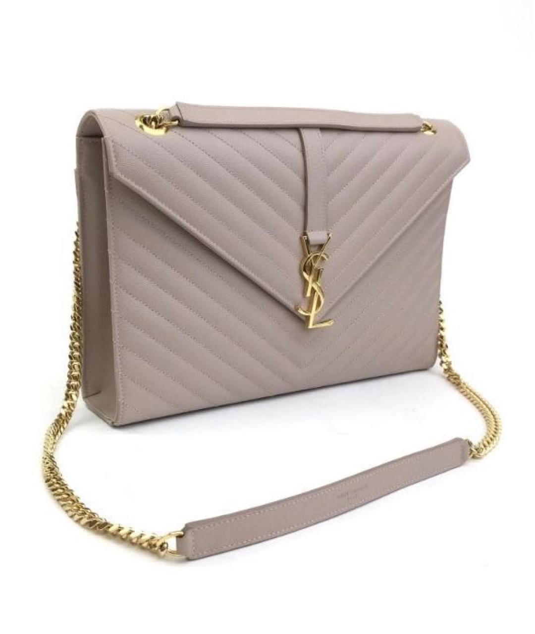 SAINT LAURENT Бежевая кожаная сумка через плечо, фото 1