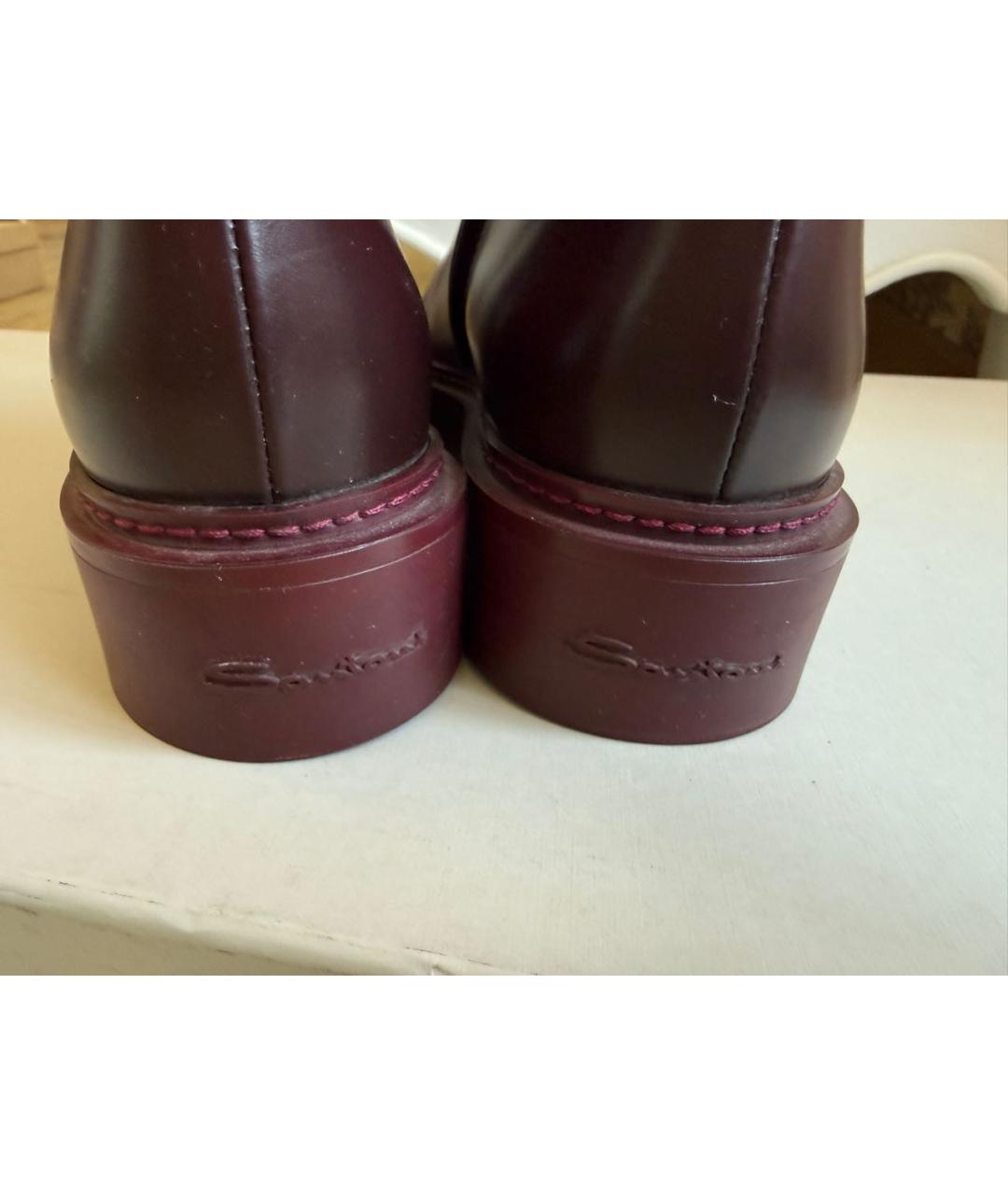 SANTONI Бордовые кожаные сапоги, фото 4