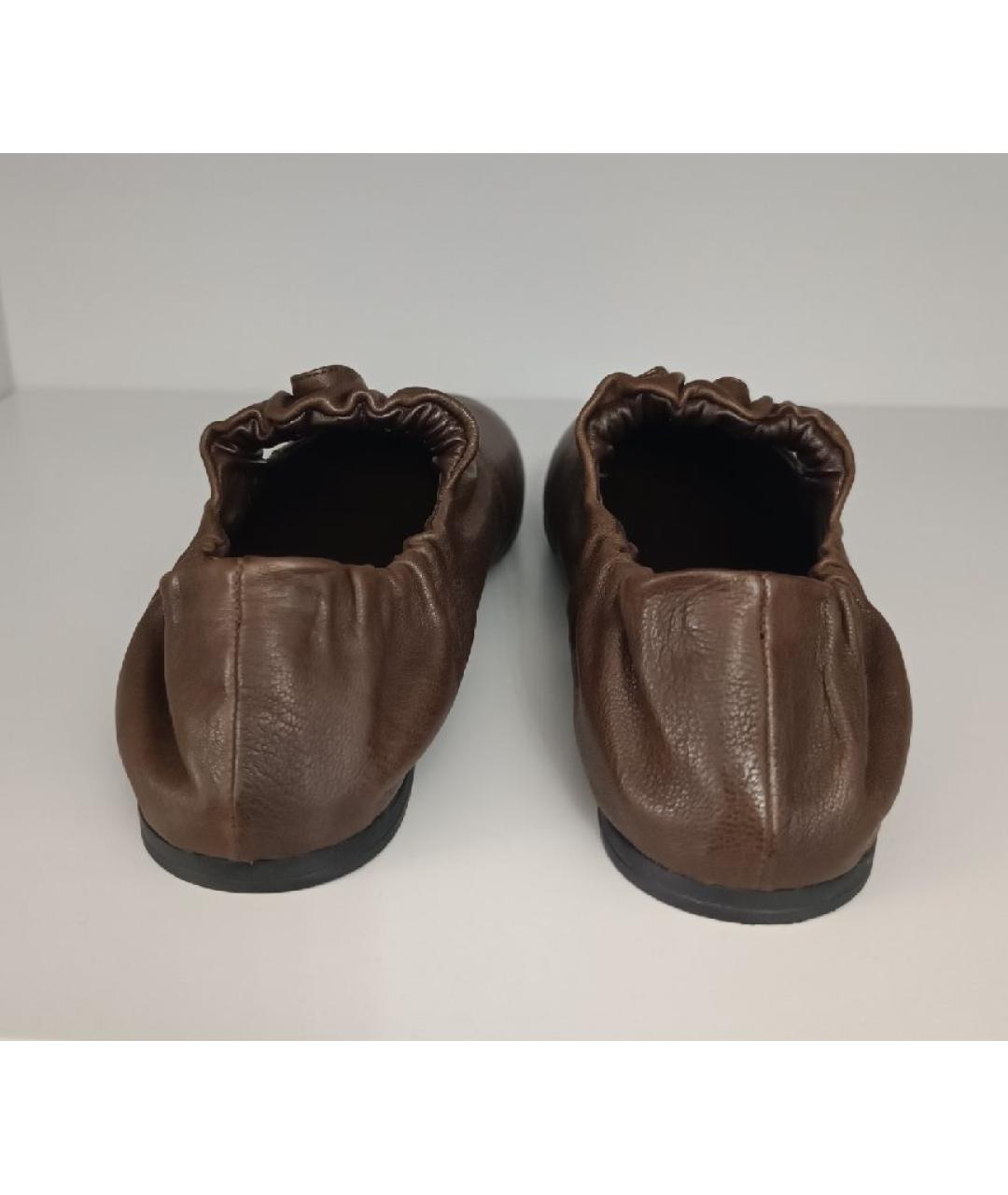 MIU MIU Коричневые кожаные балетки, фото 4
