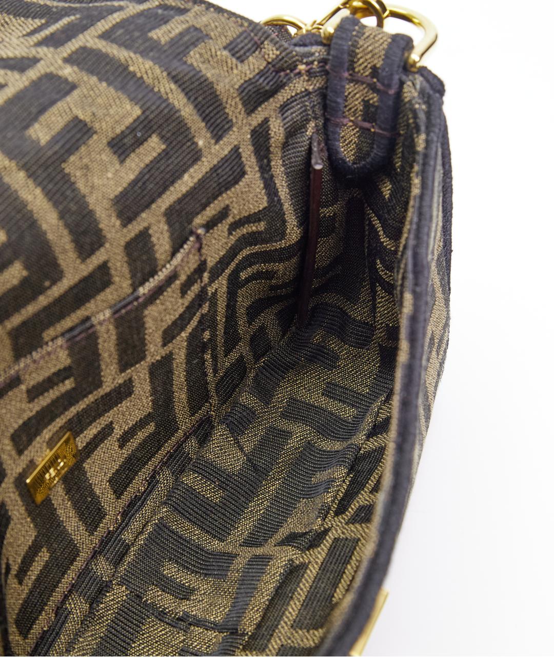 FENDI Коричневая тканевая сумка с короткими ручками, фото 5