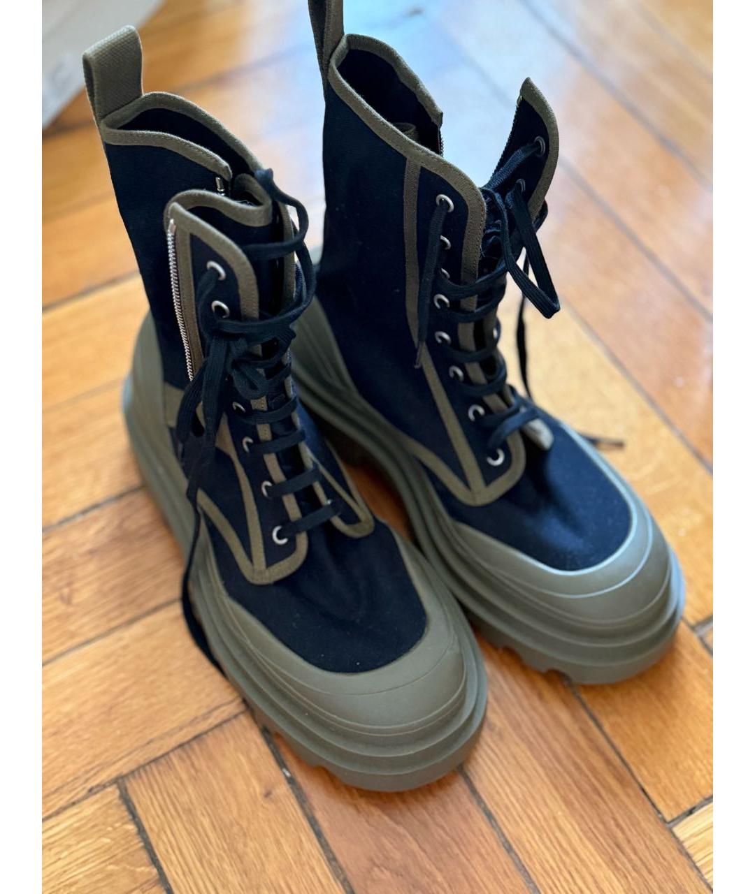 BOTTEGA VENETA Хаки текстильные ботинки, фото 2