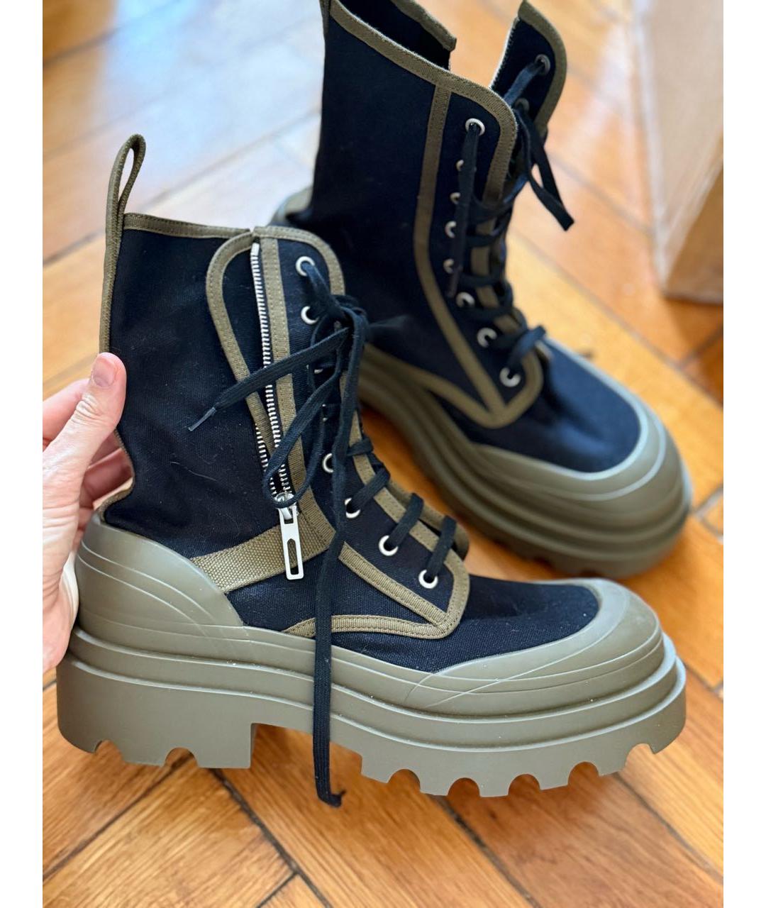 BOTTEGA VENETA Хаки текстильные ботинки, фото 3