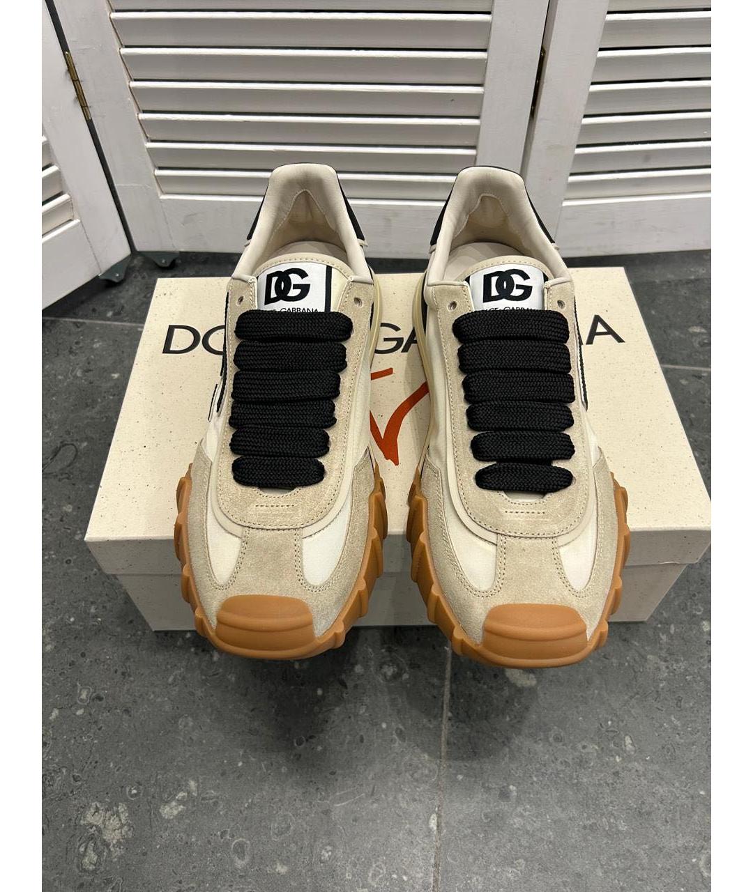 DOLCE&GABBANA Бежевые низкие кроссовки / кеды, фото 3