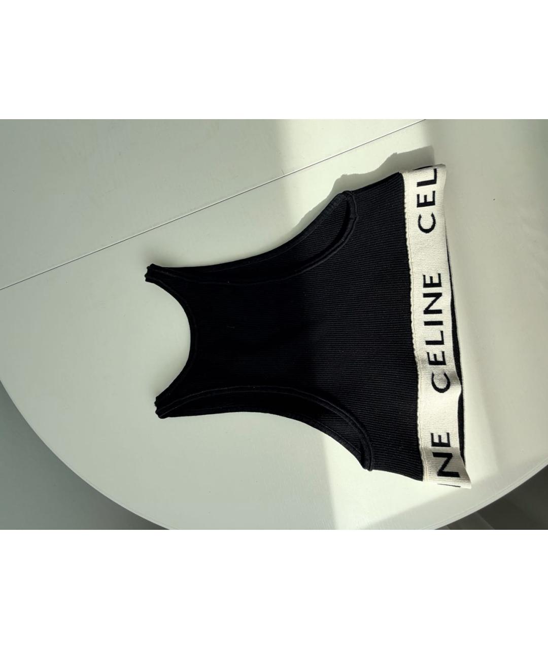CELINE Черная хлопковая майка, фото 4