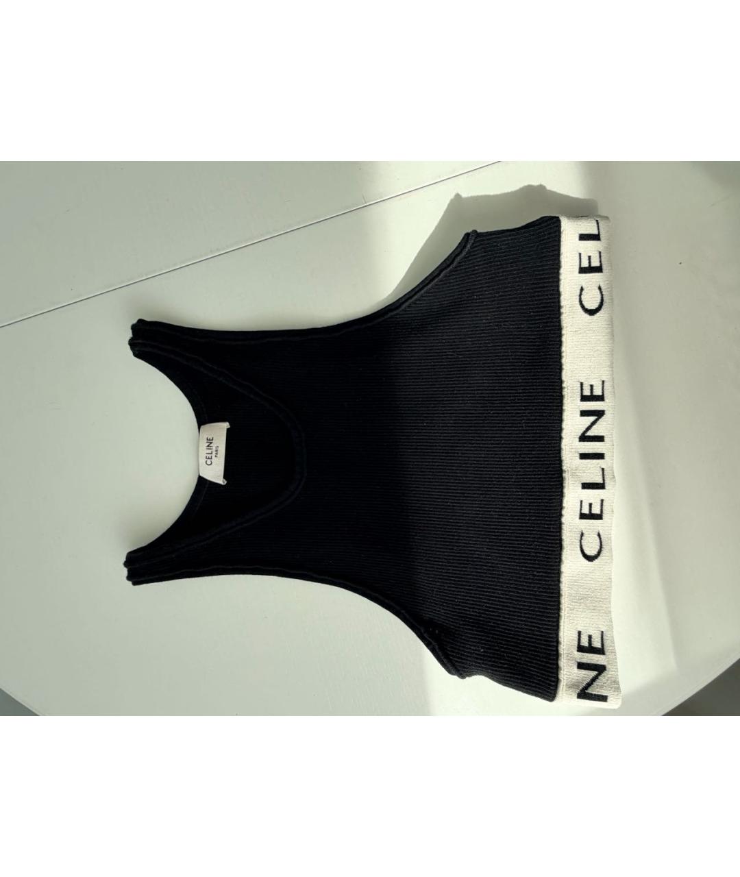 CELINE Черная хлопковая майка, фото 3
