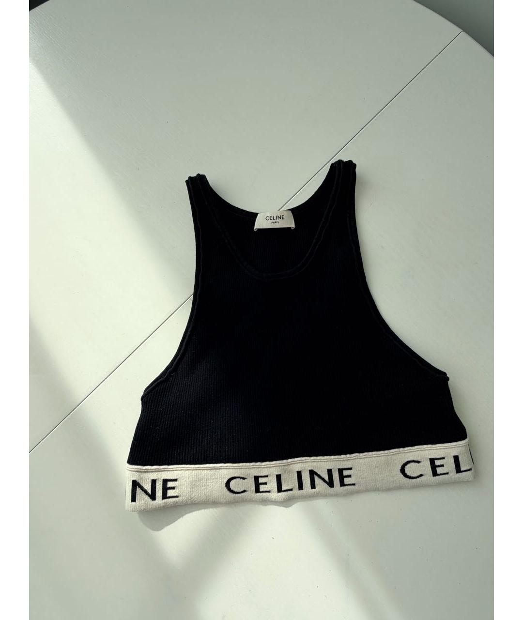 CELINE Черная хлопковая майка, фото 2