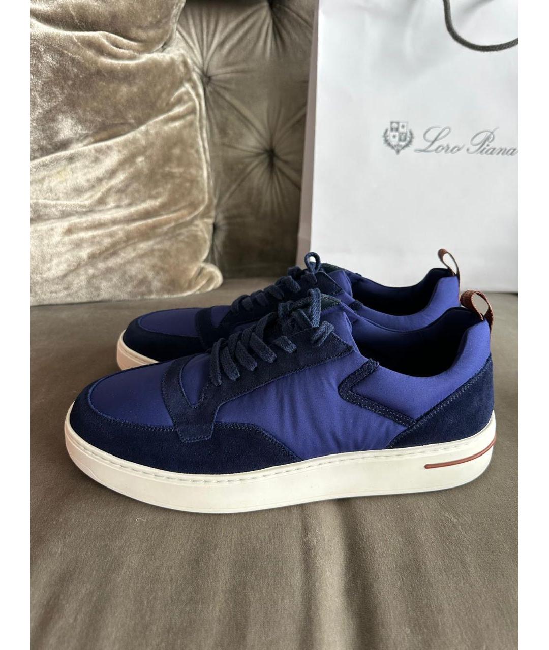 LORO PIANA Синие замшевые низкие кроссовки / кеды, фото 5