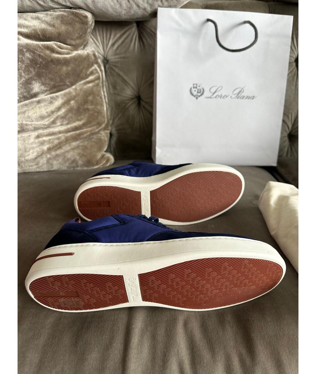 LORO PIANA Синие замшевые низкие кроссовки / кеды, фото 6