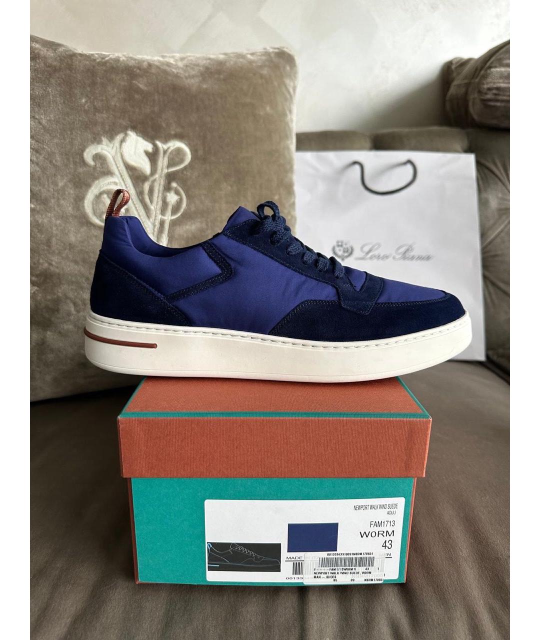 LORO PIANA Синие замшевые низкие кроссовки / кеды, фото 9