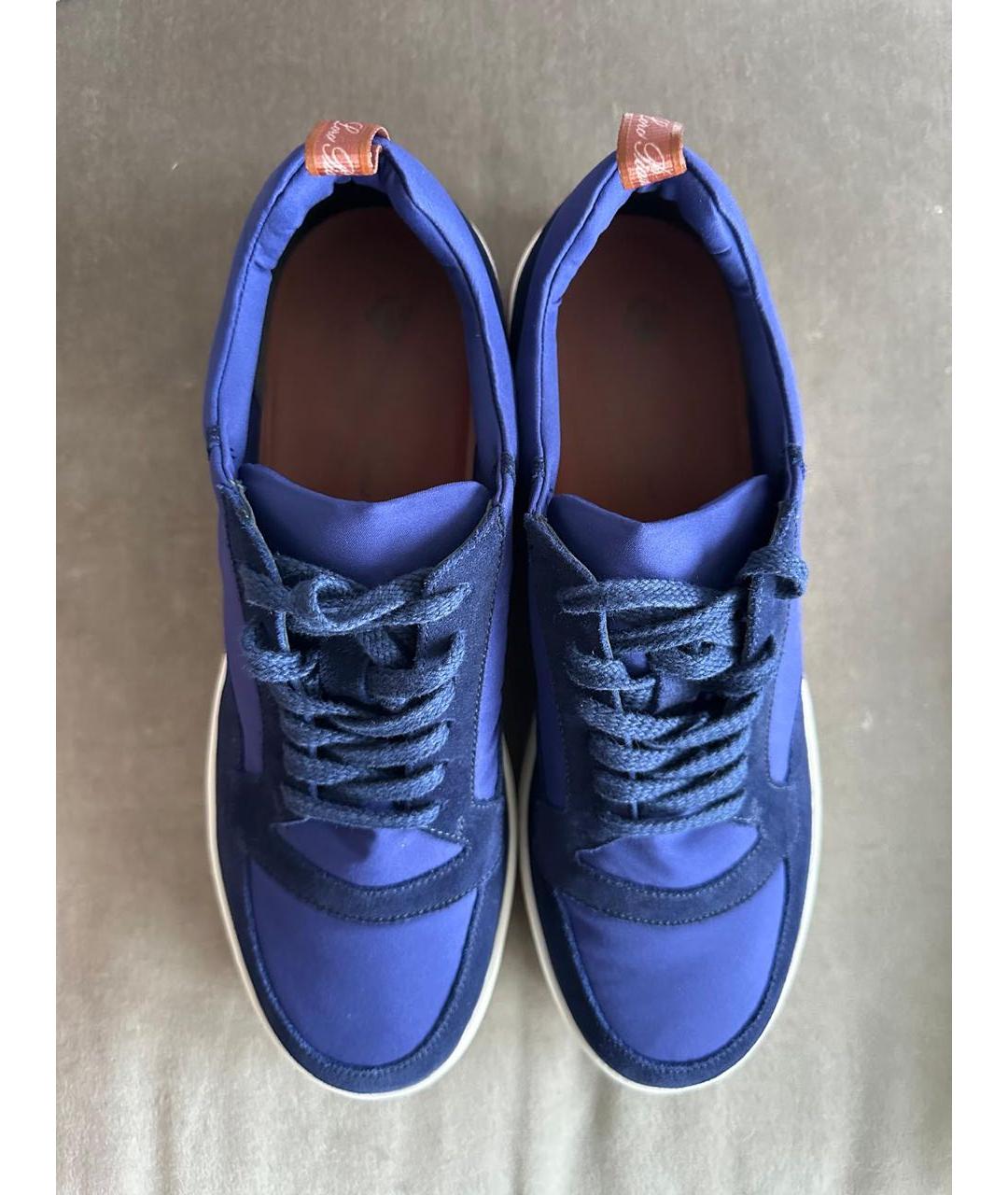 LORO PIANA Синие замшевые низкие кроссовки / кеды, фото 4