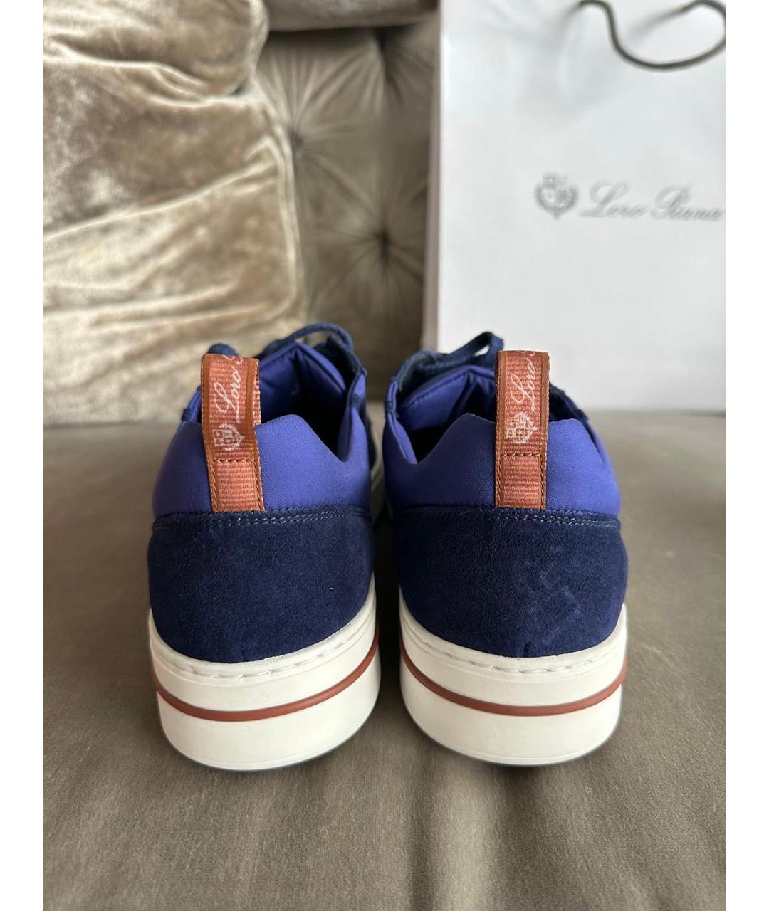 LORO PIANA Синие замшевые низкие кроссовки / кеды, фото 3