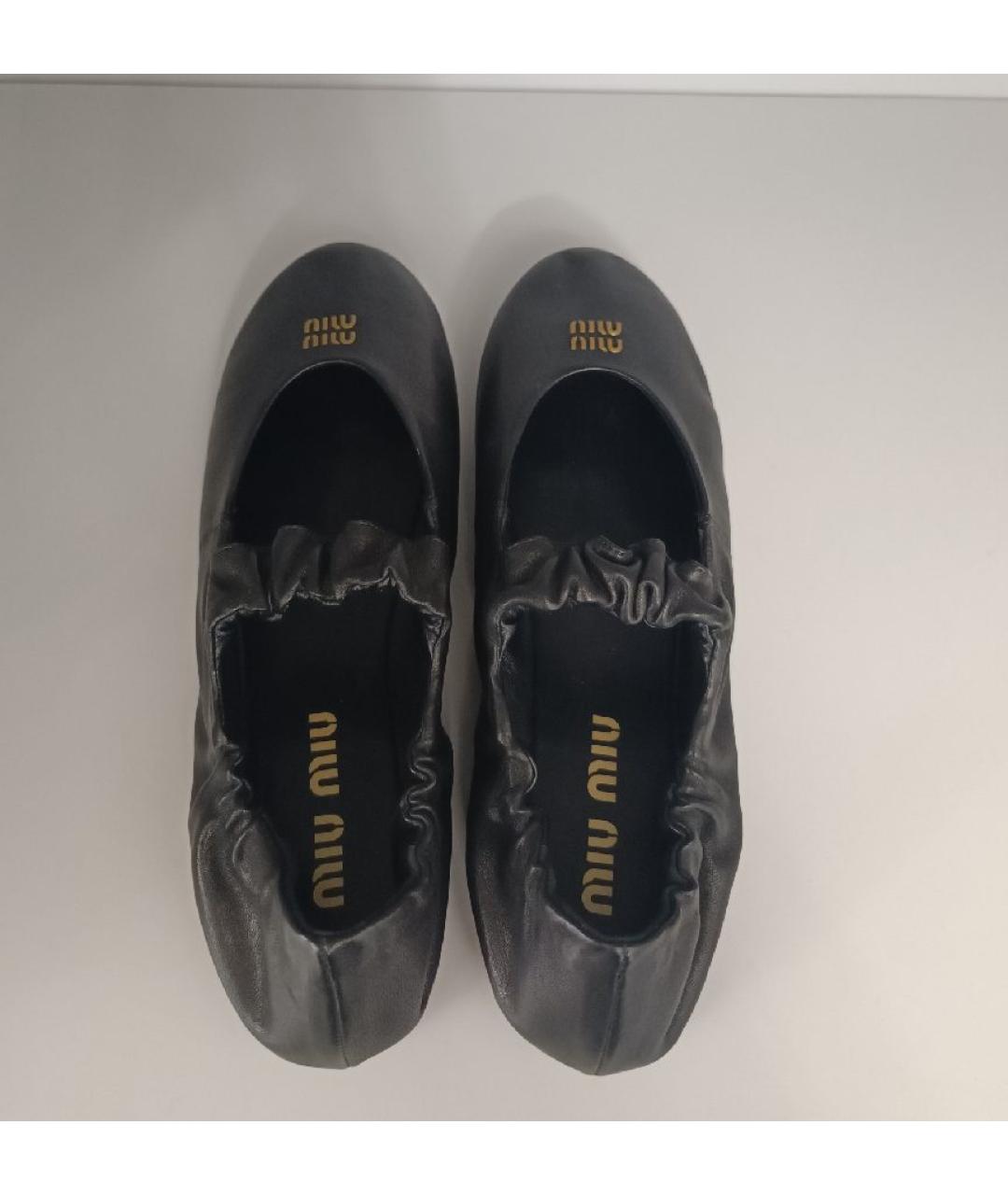 MIU MIU Черные кожаные балетки, фото 3