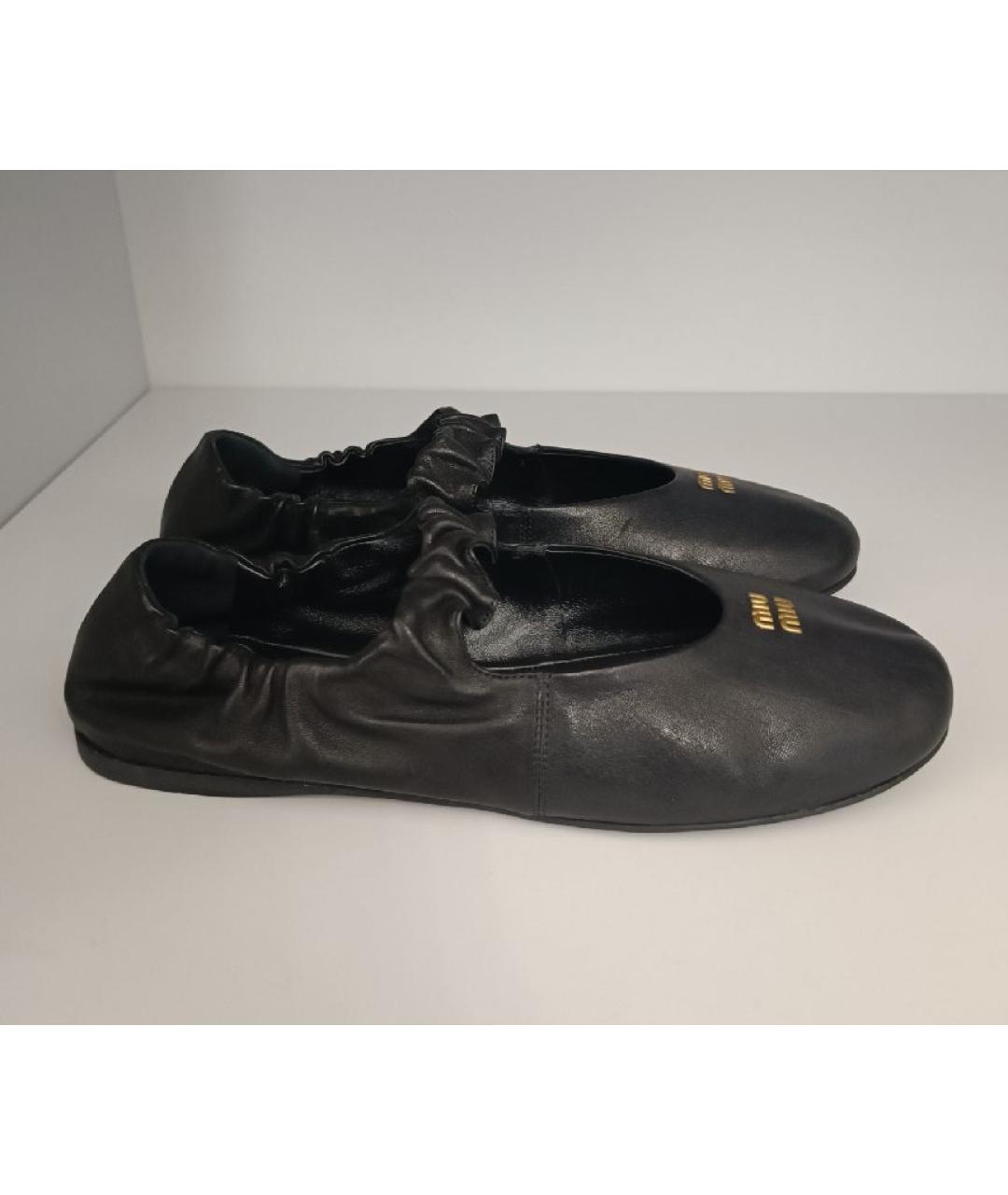 MIU MIU Черные кожаные балетки, фото 5