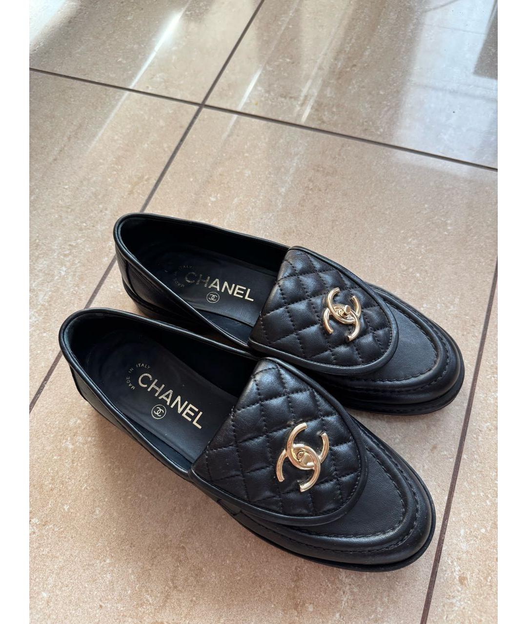 CHANEL Черные кожаные лоферы, фото 3