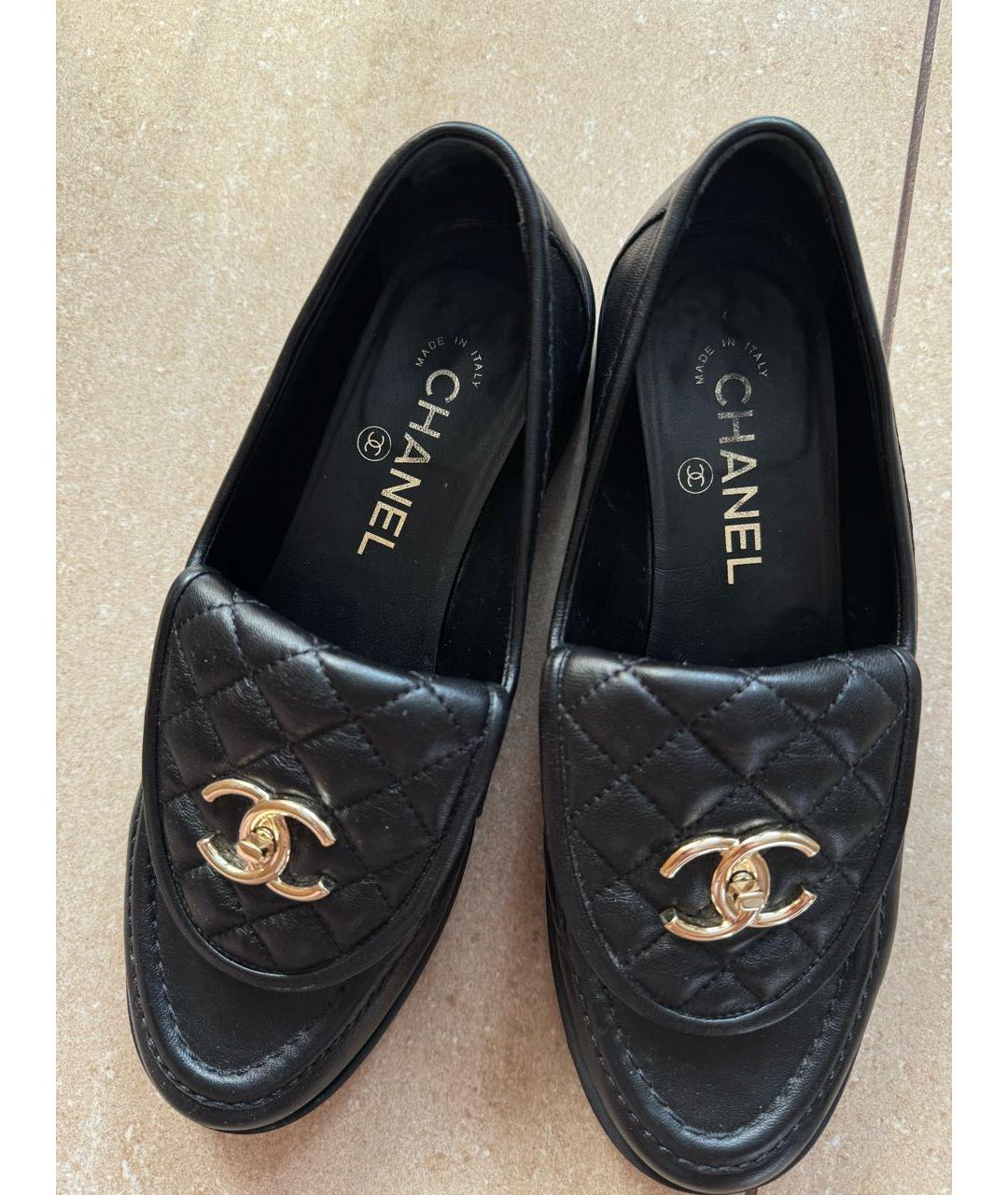 CHANEL Черные кожаные лоферы, фото 2