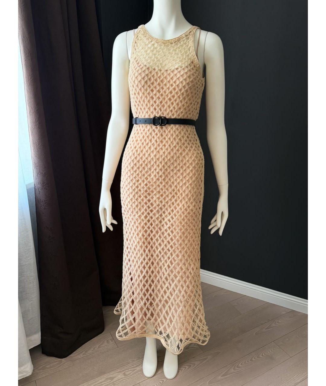 CHRISTIAN DIOR Бежевое шелковое вечернее платье, фото 2