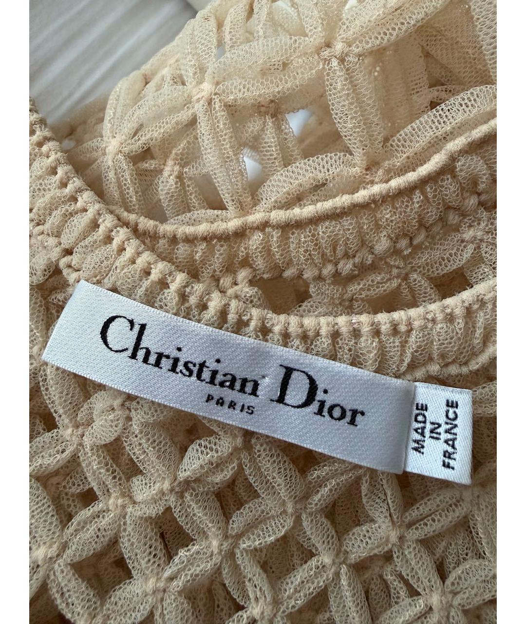 CHRISTIAN DIOR Бежевое шелковое вечернее платье, фото 5