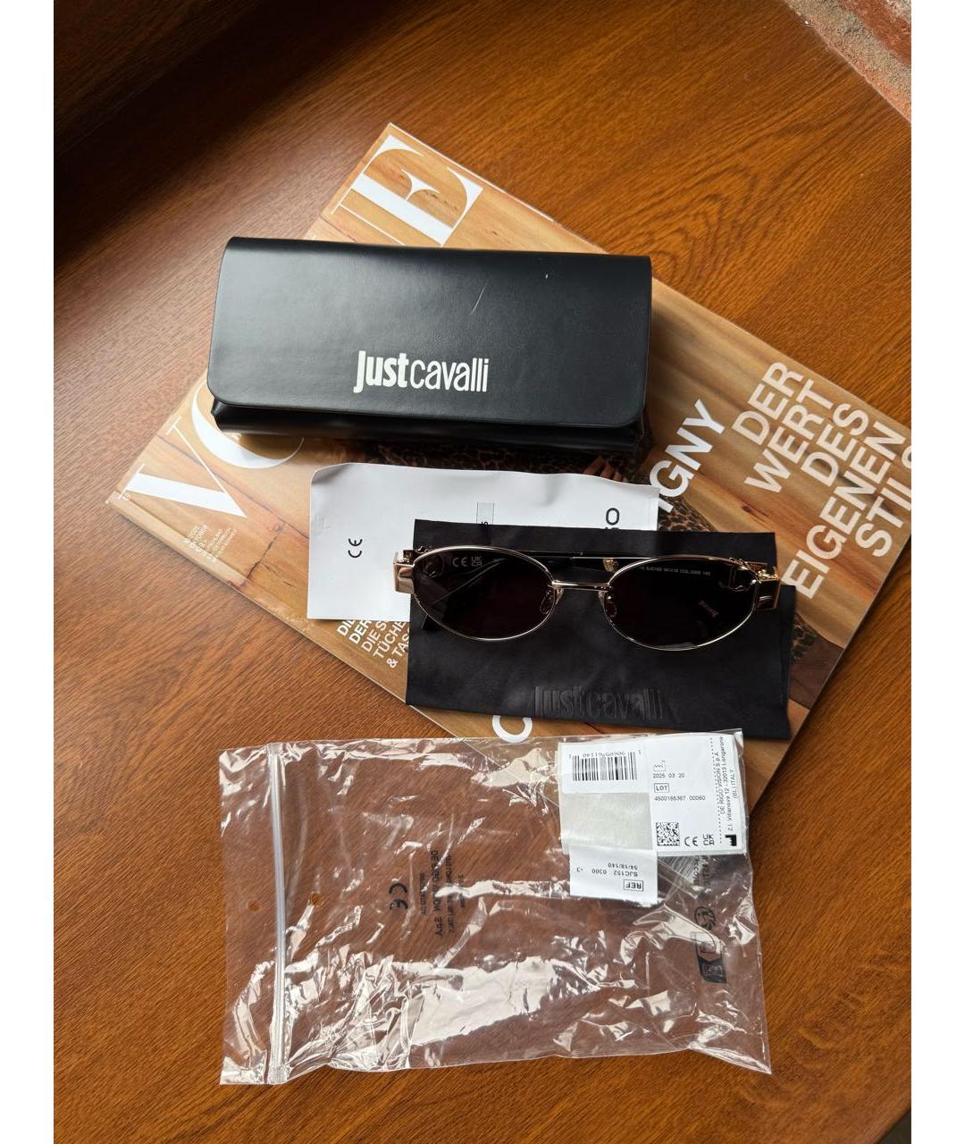 JUST CAVALLI Золотые солнцезащитные очки, фото 7